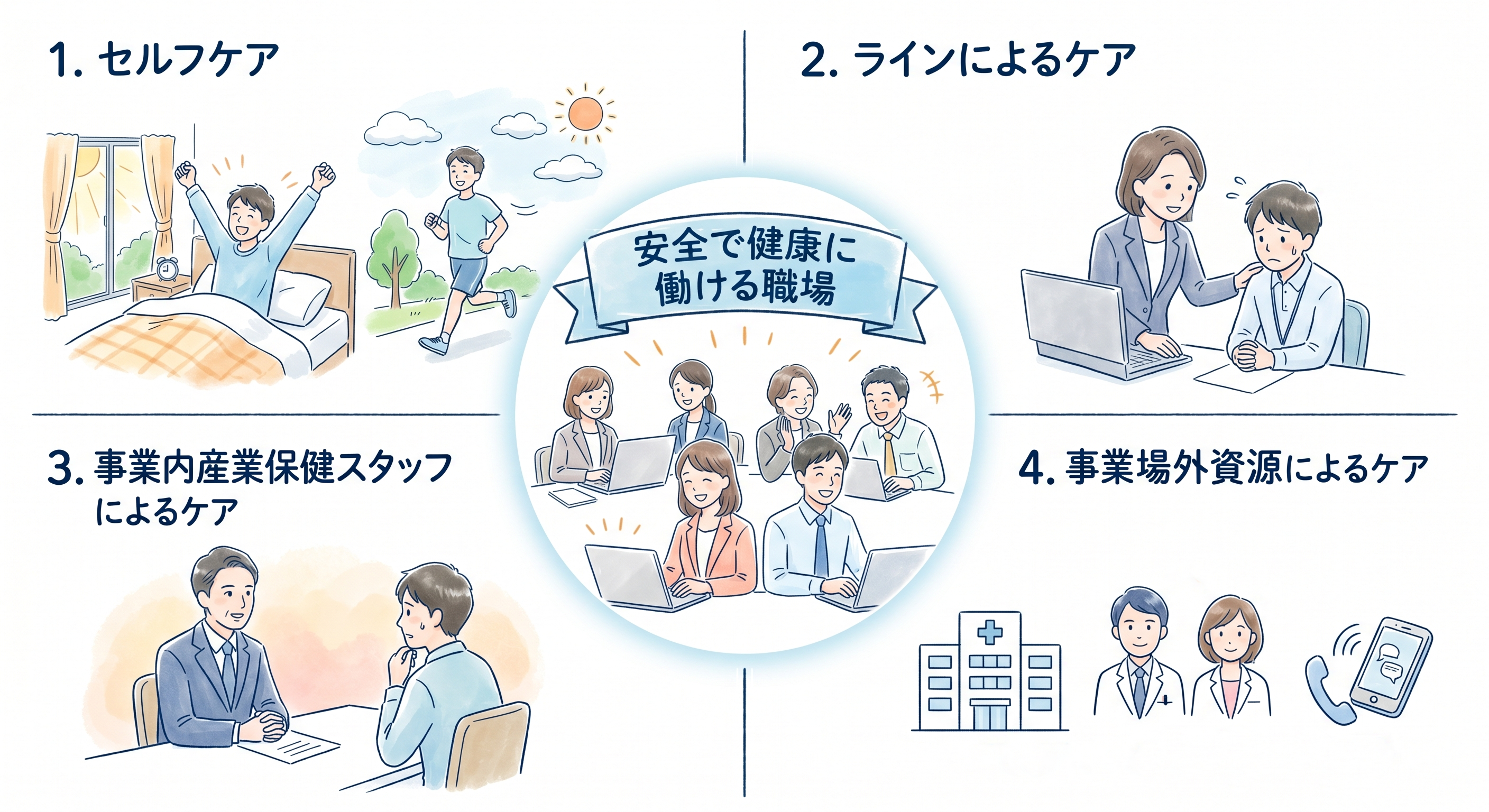 メンタルヘルス対策の「4つのケア」